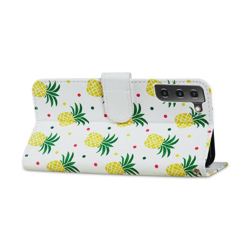 Folio-hoesje voor Samsung Galaxy S21 FE Meerdere Ananas