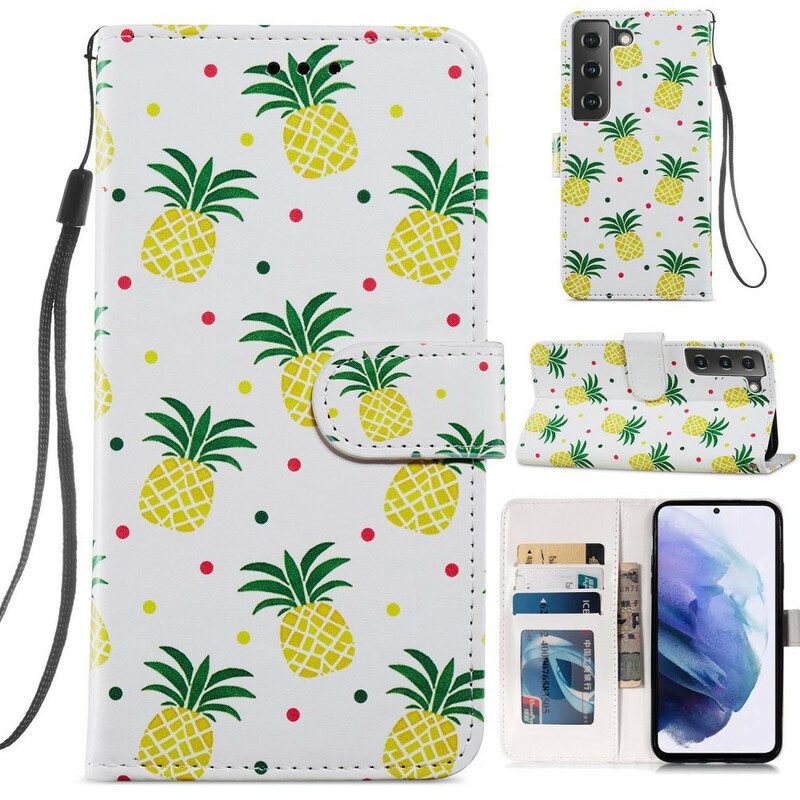 Folio-hoesje voor Samsung Galaxy S21 FE Meerdere Ananas