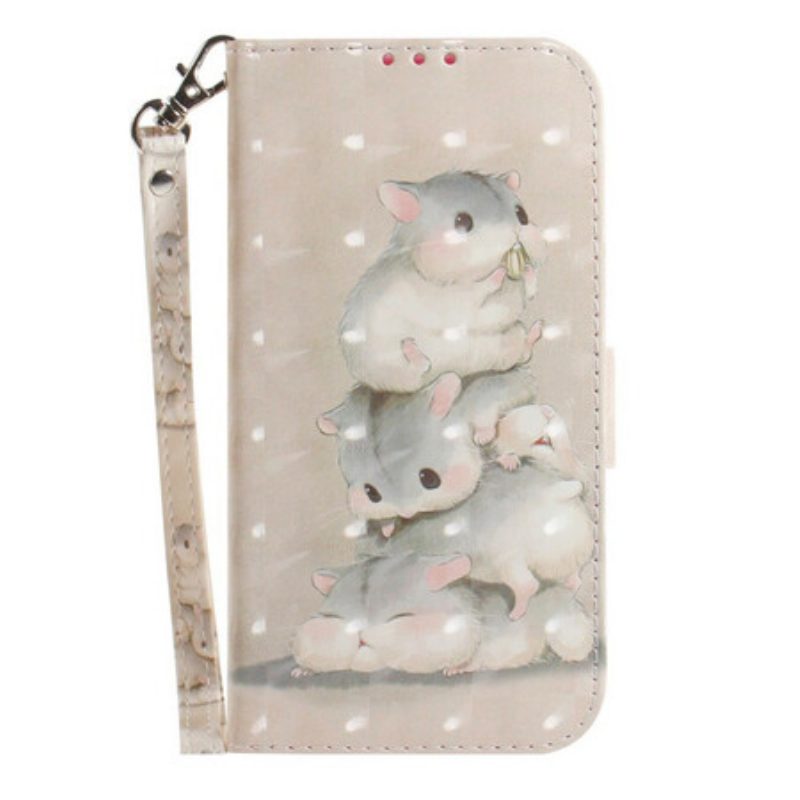 Folio-hoesje voor Samsung Galaxy S21 FE Met Ketting String Hamsters