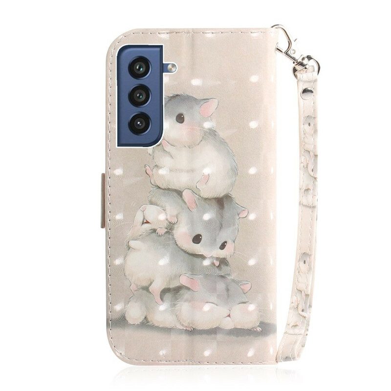 Folio-hoesje voor Samsung Galaxy S21 FE Met Ketting String Hamsters