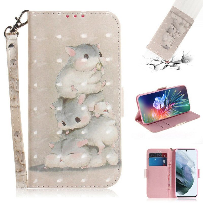 Folio-hoesje voor Samsung Galaxy S21 FE Met Ketting String Hamsters