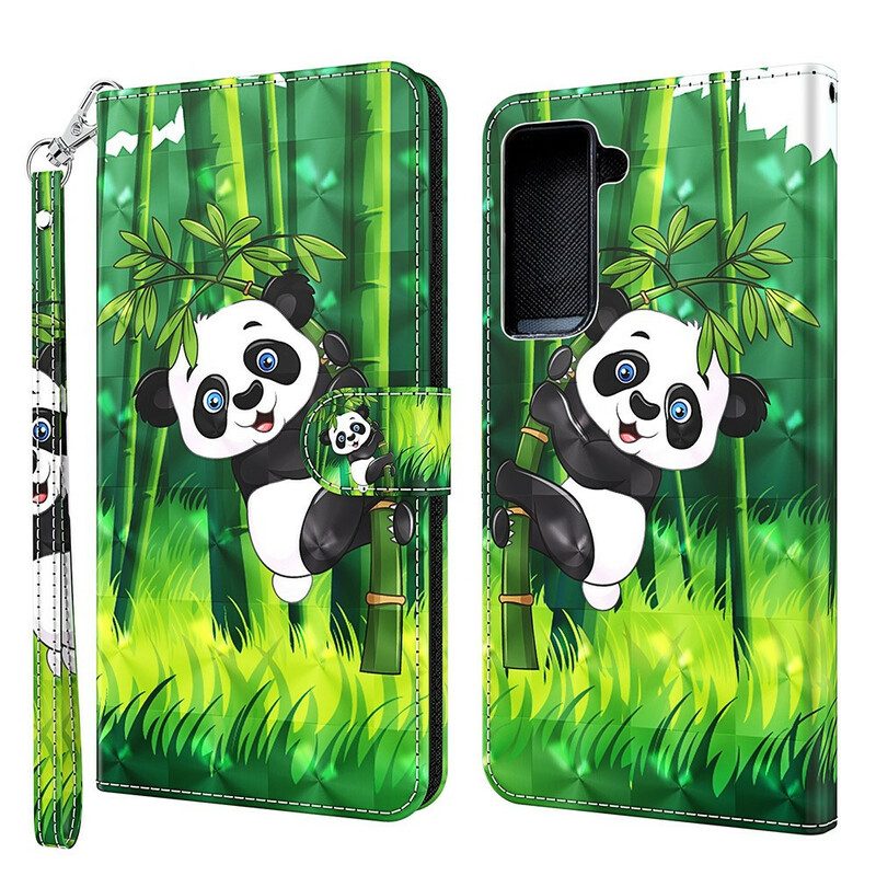 Folio-hoesje voor Samsung Galaxy S21 FE Panda En Bamboe