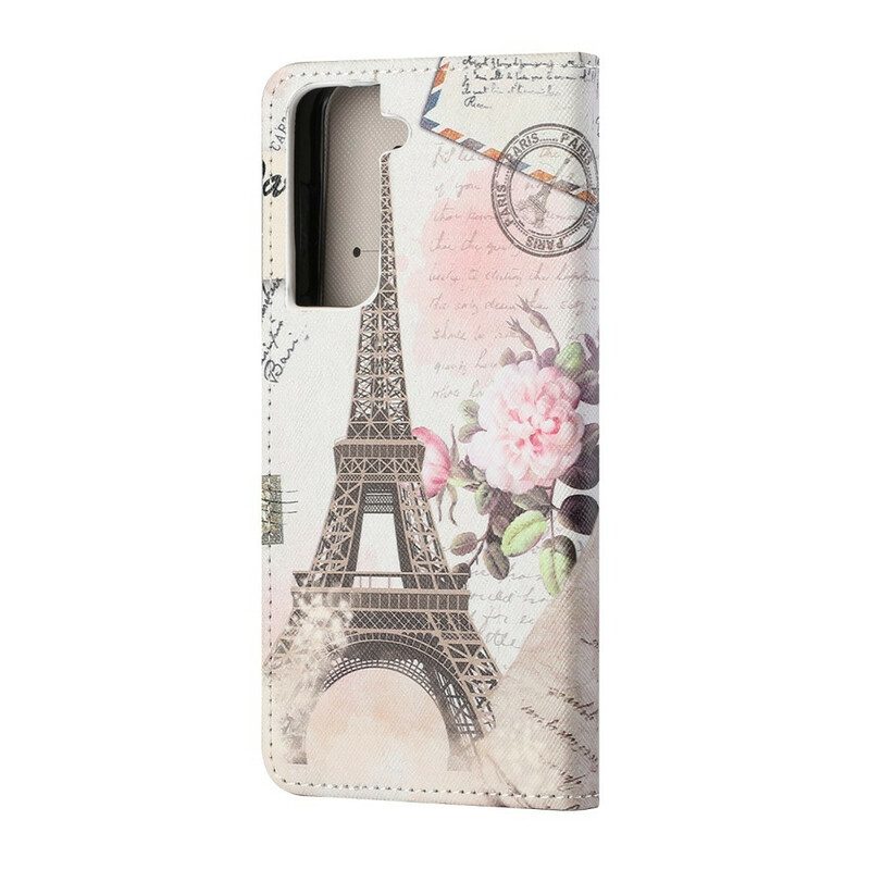 Folio-hoesje voor Samsung Galaxy S21 FE Retro Eiffeltoren