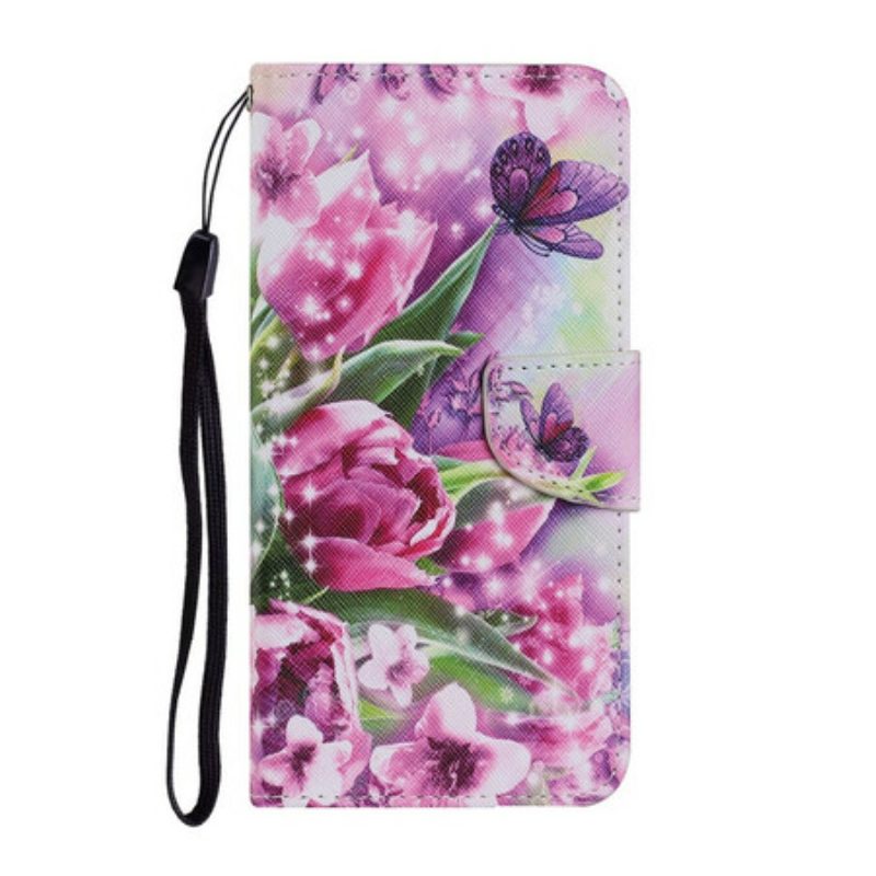 Folio-hoesje voor Samsung Galaxy S21 FE Vlinders En Tulpen