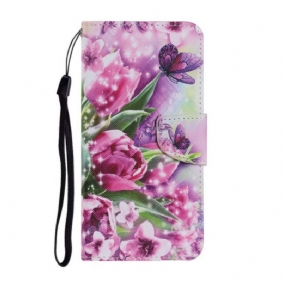 Folio-hoesje voor Samsung Galaxy S21 FE Vlinders En Tulpen