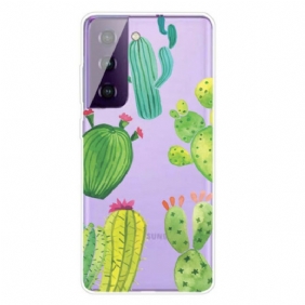 Hoesje voor Samsung Galaxy S21 FE Aquarel Cactussen