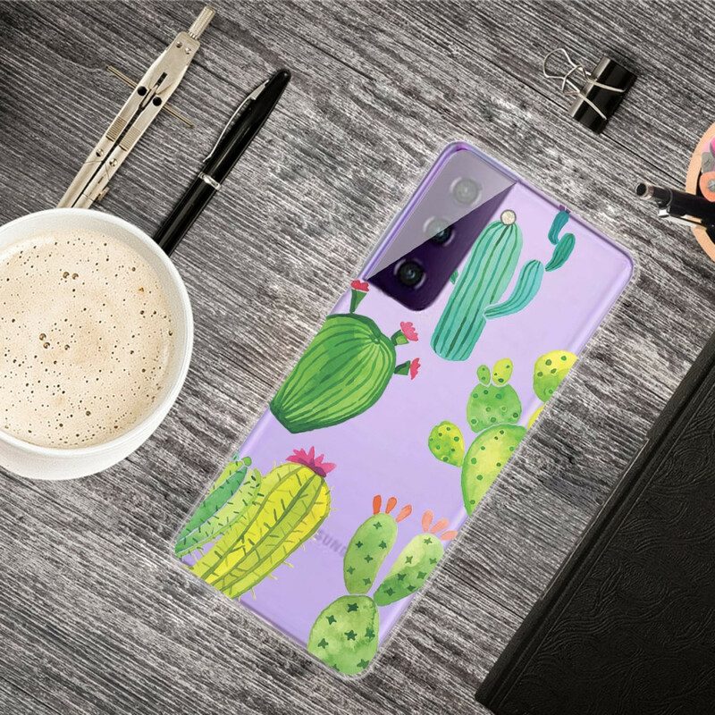 Hoesje voor Samsung Galaxy S21 FE Aquarel Cactussen