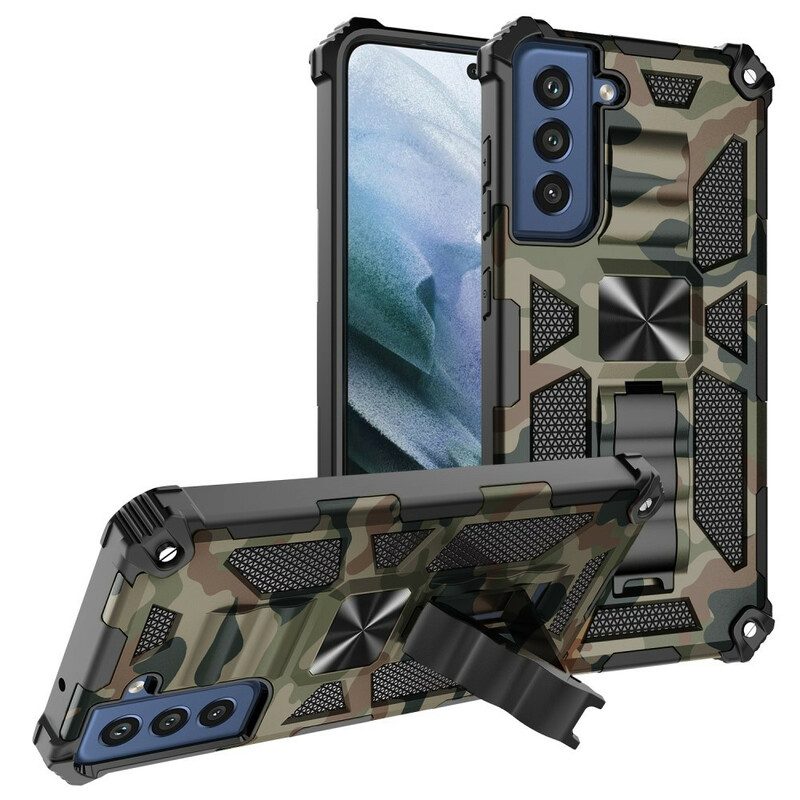 Hoesje voor Samsung Galaxy S21 FE Camouflage Verwijderbare Ondersteuning