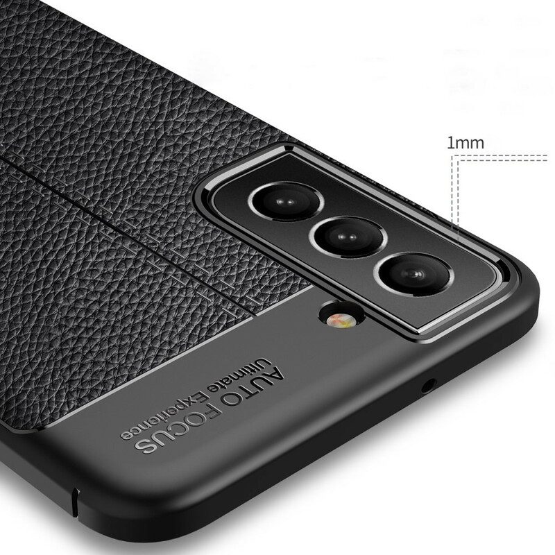 Hoesje voor Samsung Galaxy S21 FE Dubbellijnig Litchi-leereffect