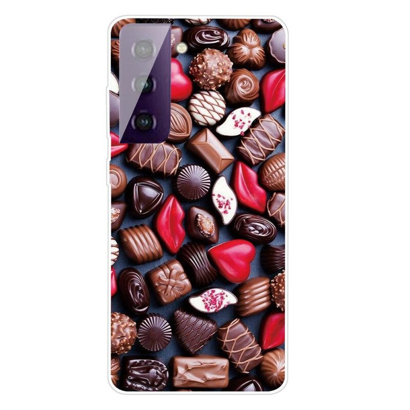 Hoesje voor Samsung Galaxy S21 FE Flexibele Chocolade