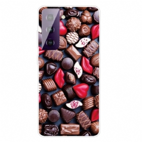 Hoesje voor Samsung Galaxy S21 FE Flexibele Chocolade