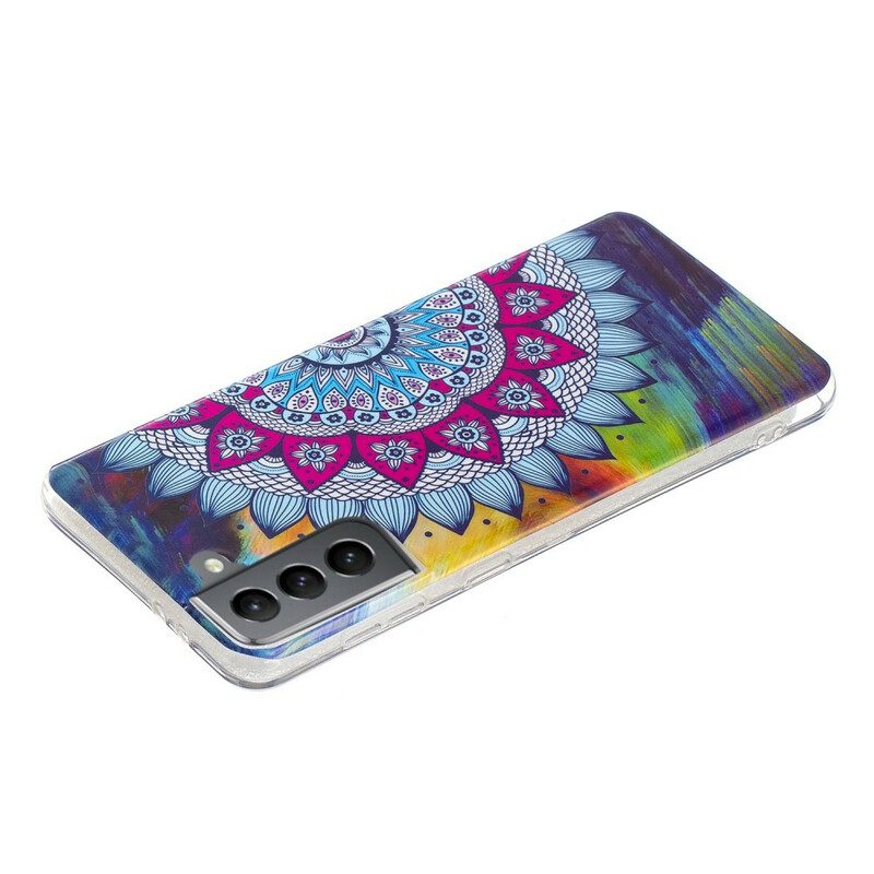 Hoesje voor Samsung Galaxy S21 FE Fluorescerende Kleurrijke Mandala