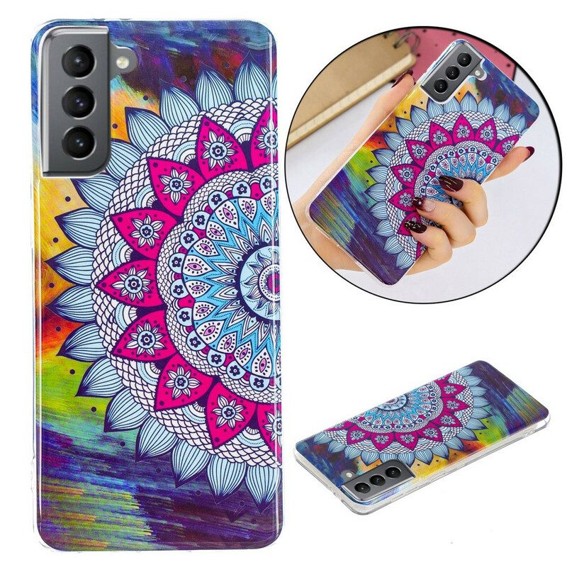 Hoesje voor Samsung Galaxy S21 FE Fluorescerende Kleurrijke Mandala