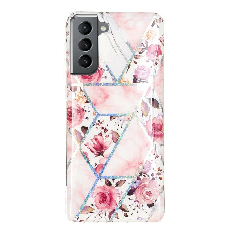 Hoesje voor Samsung Galaxy S21 FE Gemarmerde Bloemen