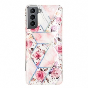 Hoesje voor Samsung Galaxy S21 FE Gemarmerde Bloemen