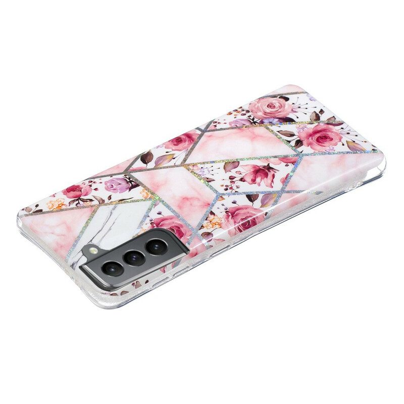 Hoesje voor Samsung Galaxy S21 FE Gemarmerde Bloemen