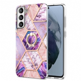 Hoesje voor Samsung Galaxy S21 FE Geometrisch Marmer Met Ringsteun