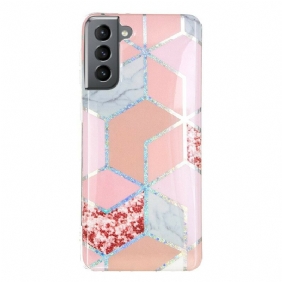 Hoesje voor Samsung Galaxy S21 FE Glitter Design Marmer