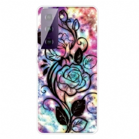 Hoesje voor Samsung Galaxy S21 FE Grafische Bloemen