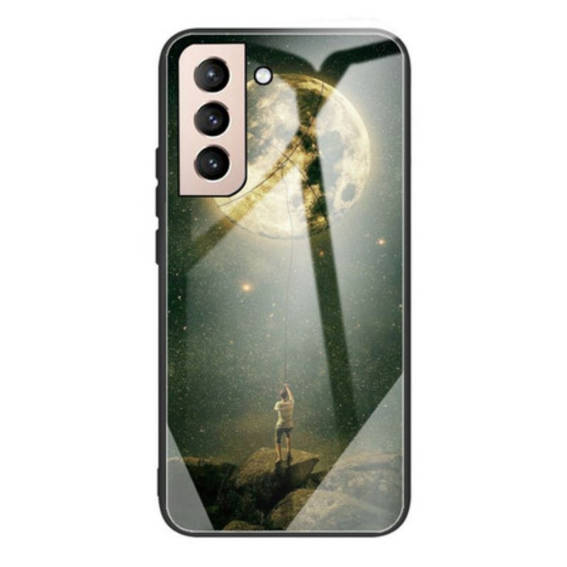 Hoesje voor Samsung Galaxy S21 FE Moon Man Gehard Glas