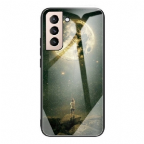 Hoesje voor Samsung Galaxy S21 FE Moon Man Gehard Glas