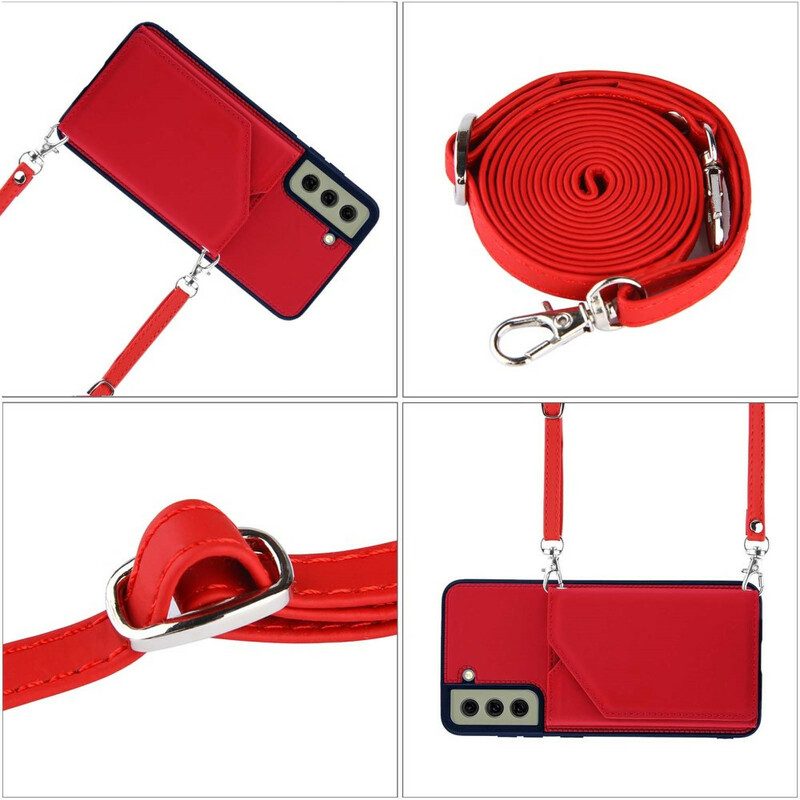 Hoesje voor Samsung Galaxy S21 FE Ondersteuning Voor Meerdere Kaarten Handsfree En Lanyard