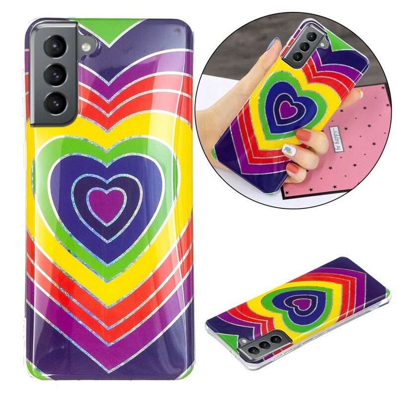 Hoesje voor Samsung Galaxy S21 FE Psychedelisch Hart