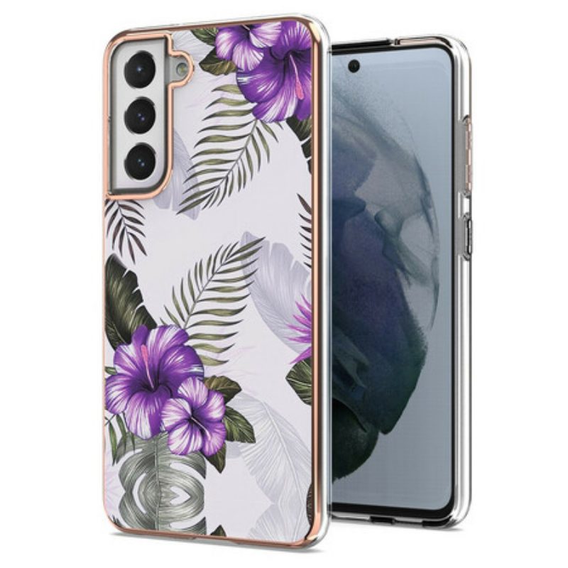 Hoesje voor Samsung Galaxy S21 FE Violette Bloemen