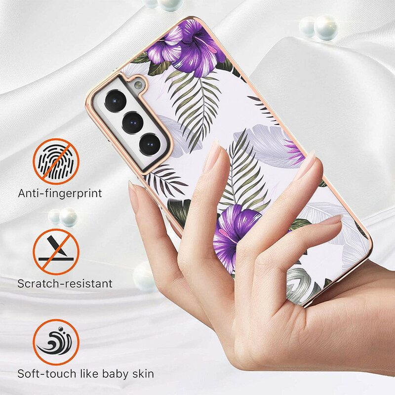 Hoesje voor Samsung Galaxy S21 FE Violette Bloemen