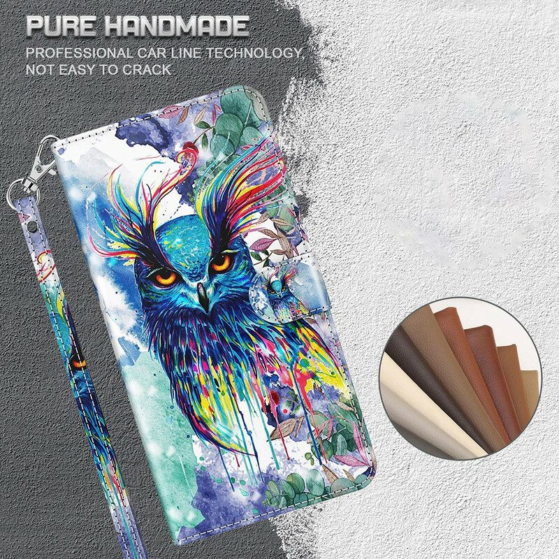 Leren Hoesje voor Samsung Galaxy S21 FE Aquarel Vogel