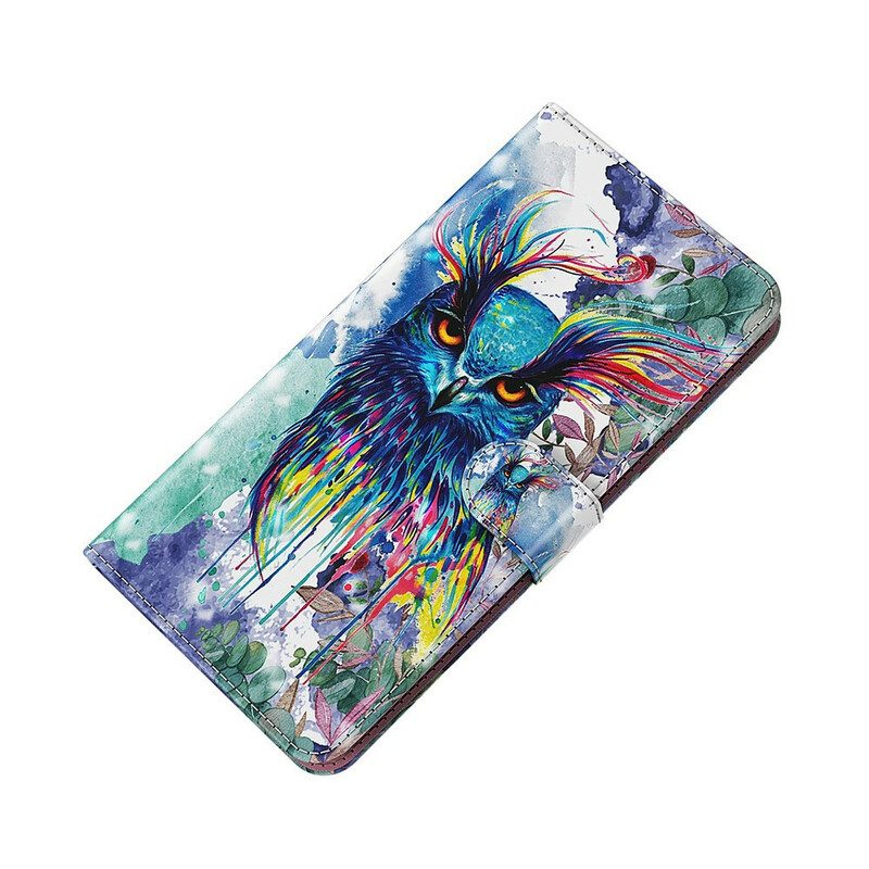 Leren Hoesje voor Samsung Galaxy S21 FE Aquarel Vogel