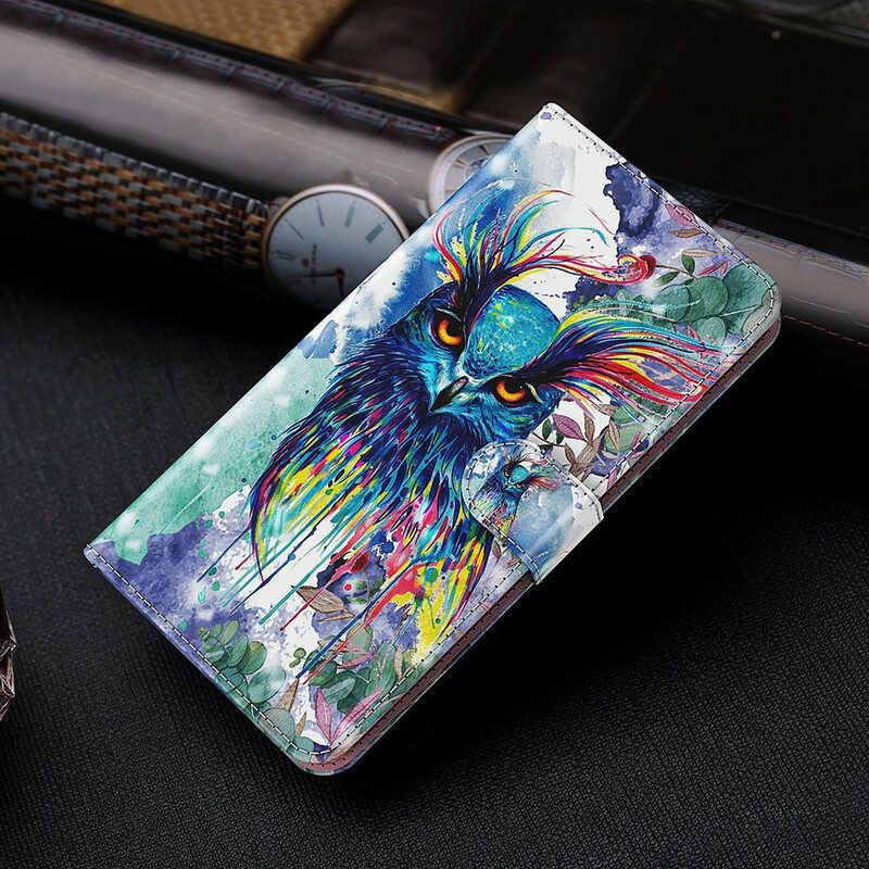 Leren Hoesje voor Samsung Galaxy S21 FE Aquarel Vogel