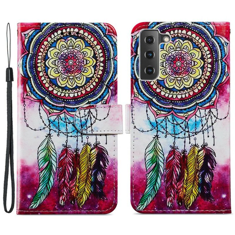 Leren Hoesje voor Samsung Galaxy S21 FE Artistieke Dromenvanger