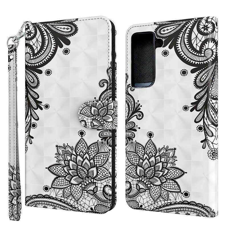 Leren Hoesje voor Samsung Galaxy S21 FE Chique Kant