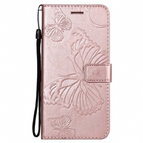 Leren Hoesje voor Samsung Galaxy S21 FE Met Ketting Gigantische Riemvlinders