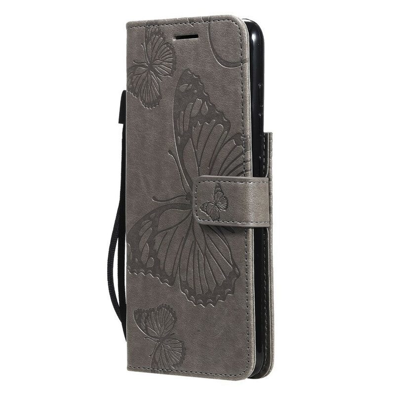 Leren Hoesje voor Samsung Galaxy S21 FE Met Ketting Gigantische Riemvlinders