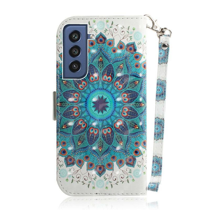 Leren Hoesje voor Samsung Galaxy S21 FE Met Ketting Meesterlijke Mandala Met Riem