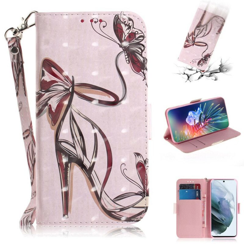 Leren Hoesje voor Samsung Galaxy S21 FE Met Ketting Pompoen Met Bandjes