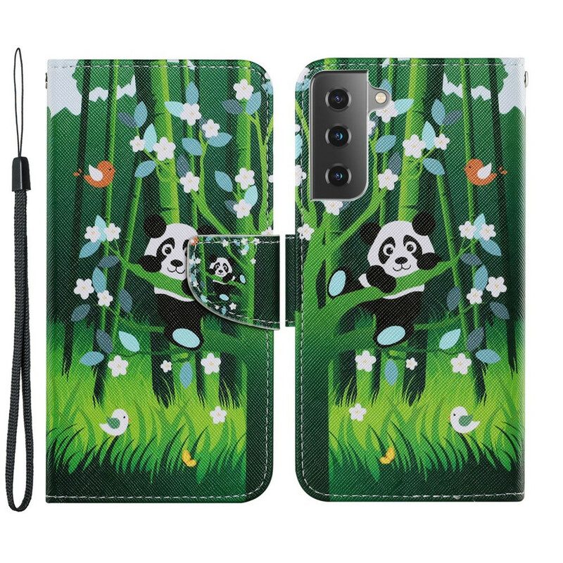 Leren Hoesje voor Samsung Galaxy S21 FE Panda Wandeling