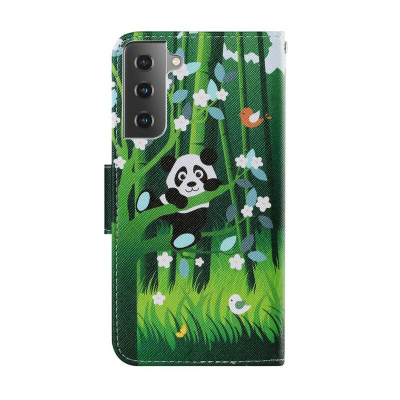 Leren Hoesje voor Samsung Galaxy S21 FE Panda Wandeling