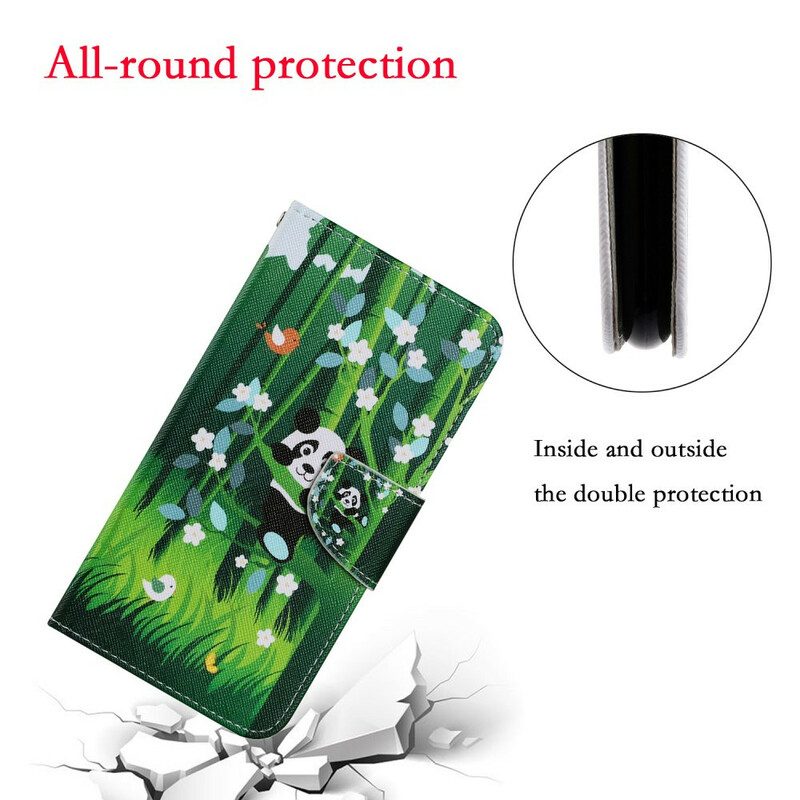 Leren Hoesje voor Samsung Galaxy S21 FE Panda Wandeling