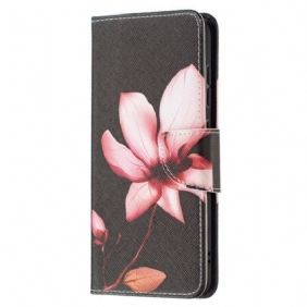 Leren Hoesje voor Samsung Galaxy S21 FE Roze Bloem