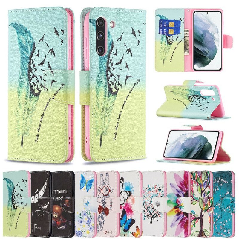 Leren Hoesje voor Samsung Galaxy S21 FE Slimme Giraf