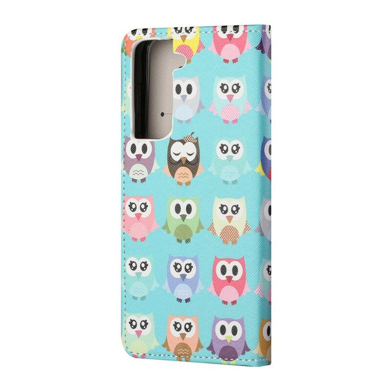 Leren Hoesje voor Samsung Galaxy S21 FE Uilen