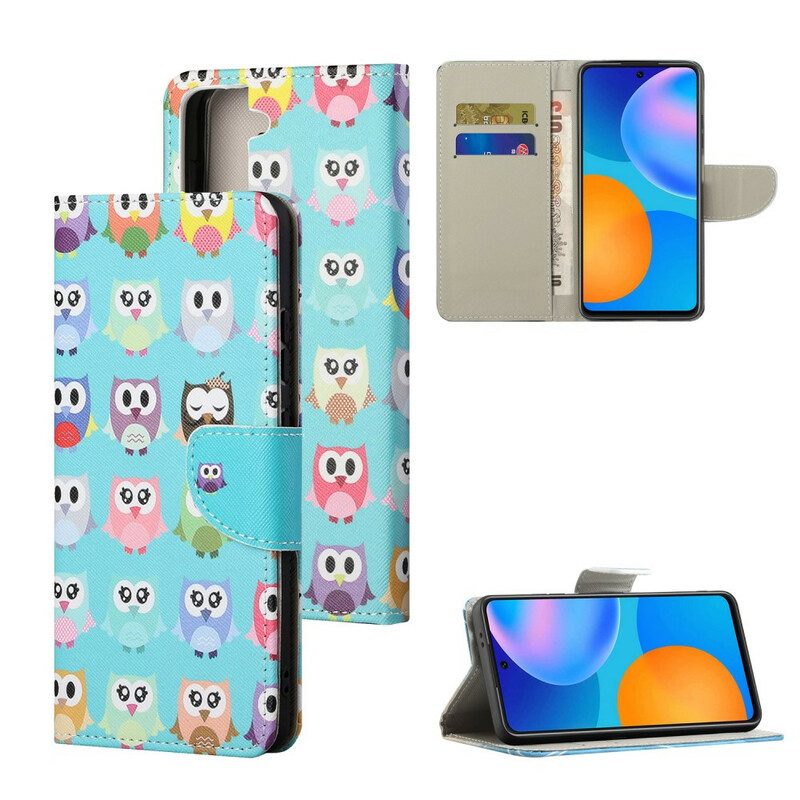 Leren Hoesje voor Samsung Galaxy S21 FE Uilen