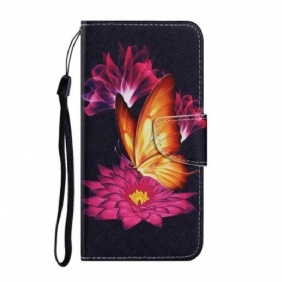 Leren Hoesje voor Samsung Galaxy S21 FE Vlinder En Lotus