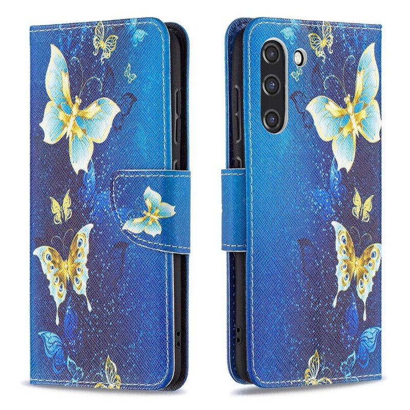 Leren Hoesje voor Samsung Galaxy S21 FE Vlinders Koningen