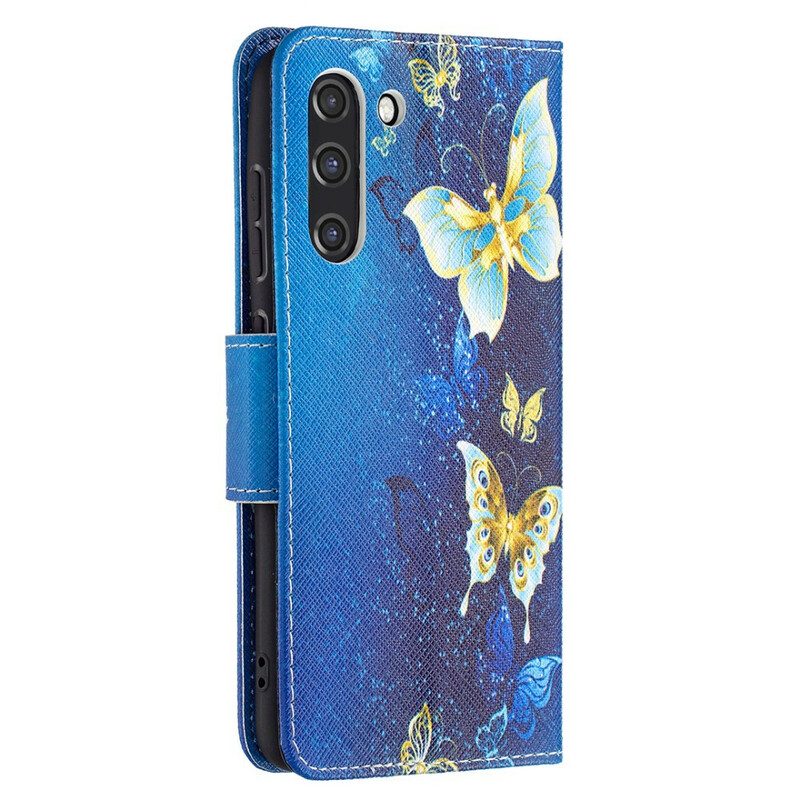 Leren Hoesje voor Samsung Galaxy S21 FE Vlinders Koningen