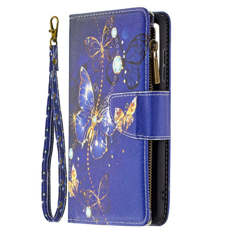 Leren Hoesje voor Samsung Galaxy S21 FE Vlinders Vlinders Zip Pouch