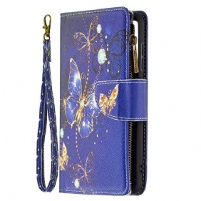 Leren Hoesje voor Samsung Galaxy S21 FE Vlinders Vlinders Zip Pouch